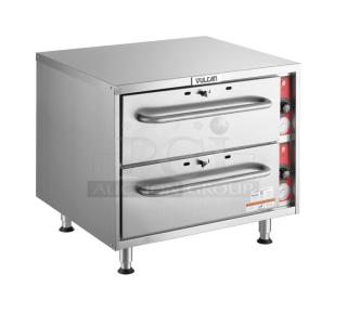 New Vulcan VW2S dual warming drawer, stainless steel, 208/240V, free-standing, commercial use, pristine condition.