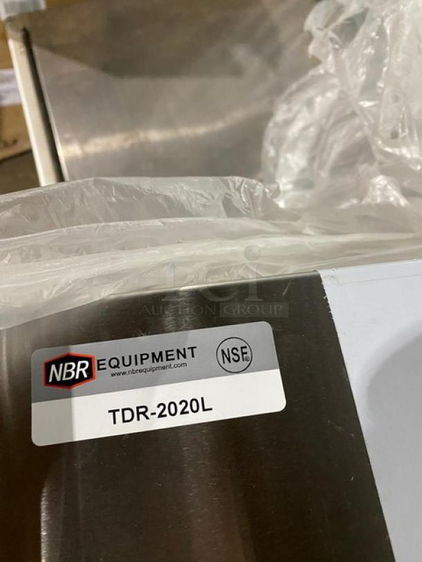 Brand new NBR TDR-2020L stainless steel drawer assembly with lock & key, NSF certified, in pristine condition.