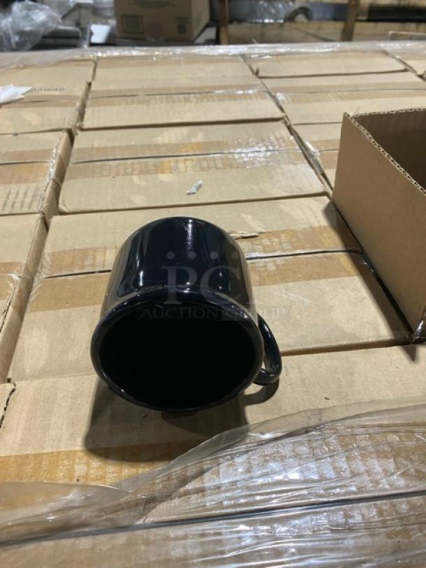 Brand new Carlisle Model 4305203 black Tritan BPA-free 10 oz. stackable mug on pallet. 12 per case, 120 cases total.