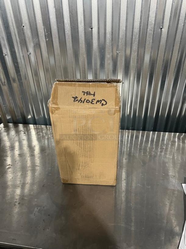 TableCraft CW30142 cast iron server in box, brand new. Box marked with model number and 'fragile'. 