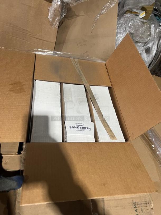 Mixed pallet with Fabri-Kal Greenware cups, 1,000 per case, Verterra trays, 100 per case, and Brite Vision cup sleeves, 1,200 per case.