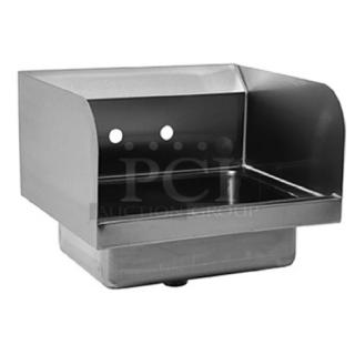 New Eagle 14" wall mount hand sink, model BPHS-1014-F-LRS, stainless steel, with back and side splashes.