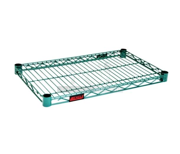Brand new Eagle Group EAGLEgard 60"x14" hybrid zinc/green epoxy coated wire shelf, Model 1460E, with label.