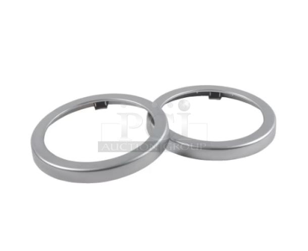 Brand new Carlisle EZ-Fit Series stainless steel ring bezels, model C24XC, for C2410C cup dispenser. Set of two.