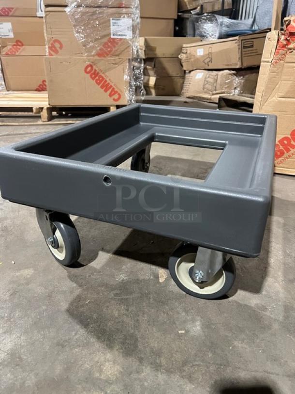 Brand new Cambro CD300615 Camdolly, charcoal gray, heavy-duty food carrier on casters, 350 lb capacity.