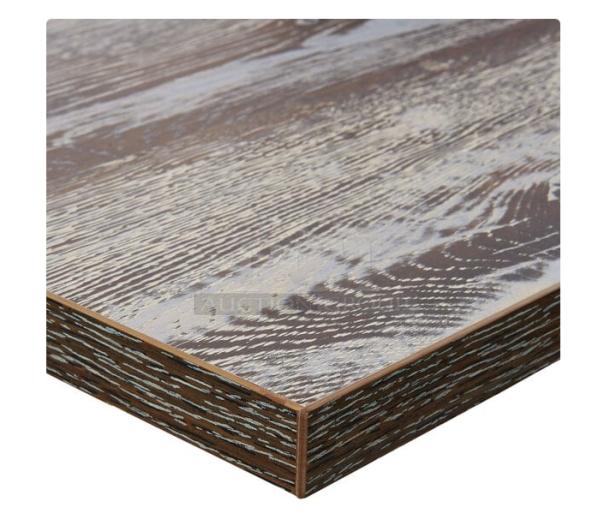 BFM Seating FH2430 rectangular melamine table top, 24"x30", farmhouse style, new condition, with matching edge detailing.