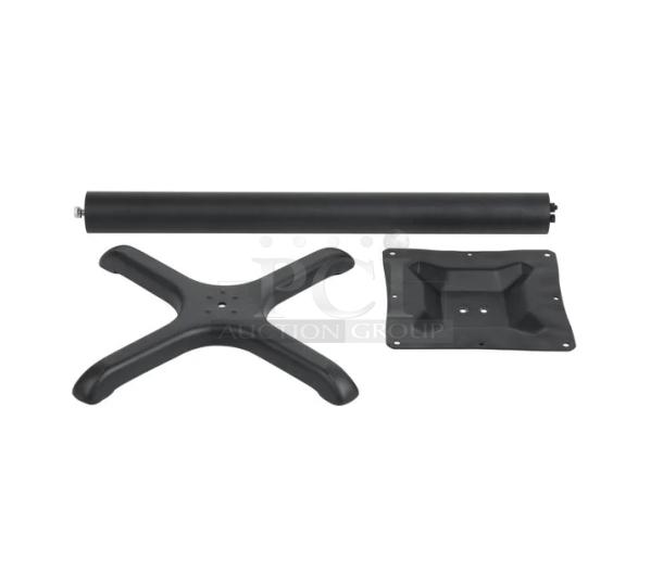 BFM Seating Relic Farm House 24"x30" rectangular tabletop set. Includes sand black steel cross base and 3" column, model FH2430/STB2222.