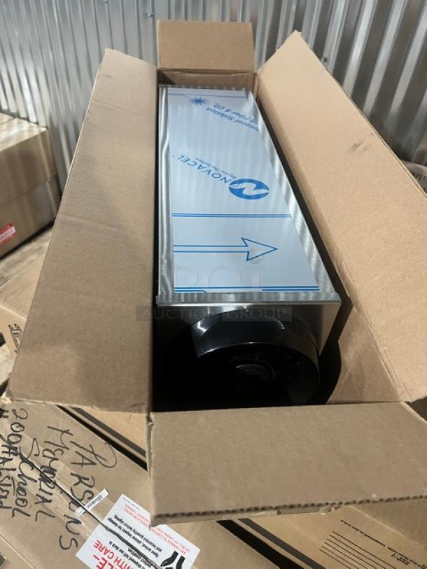 Brand new Vollrath Model 58821A stainless steel single-slot countertop cup dispenser in original packaging.