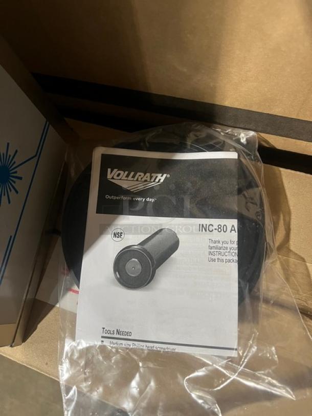 Brand new Vollrath Commercial Stainless Steel Cup Dispenser Cabinet, model 58821-A, with packaging and manual.