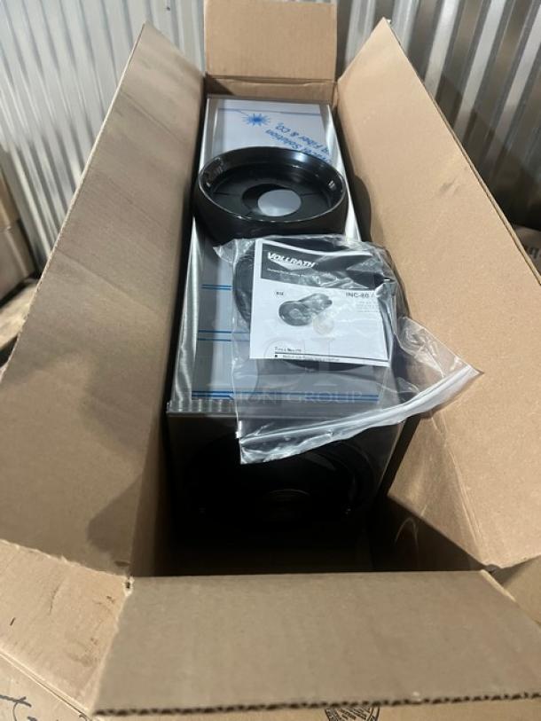 Vollrath Stainless Steel Single-Slot Cup Dispenser, Model 58821A, new in box with manual, ideal for commercial use.