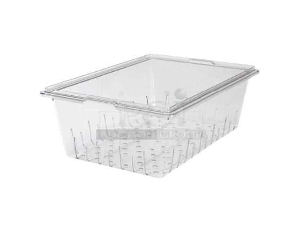 Brand New Cambro Camwear 18"x26" clear polycarbonate perforated colander, model 1826CLRCW135, 5" deep.