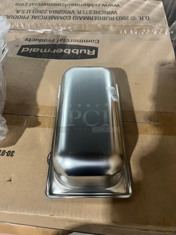 Brand new Vollrath Super Pan 3 Series 1/3-size 4" deep anti-jam stainless steel pan, Model 90342.