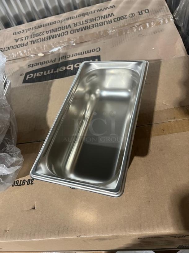 Brand new Vollrath Super Pan 3, model 90342, 1/3-size, 4" deep stainless steel anti-jam steamtable pan.