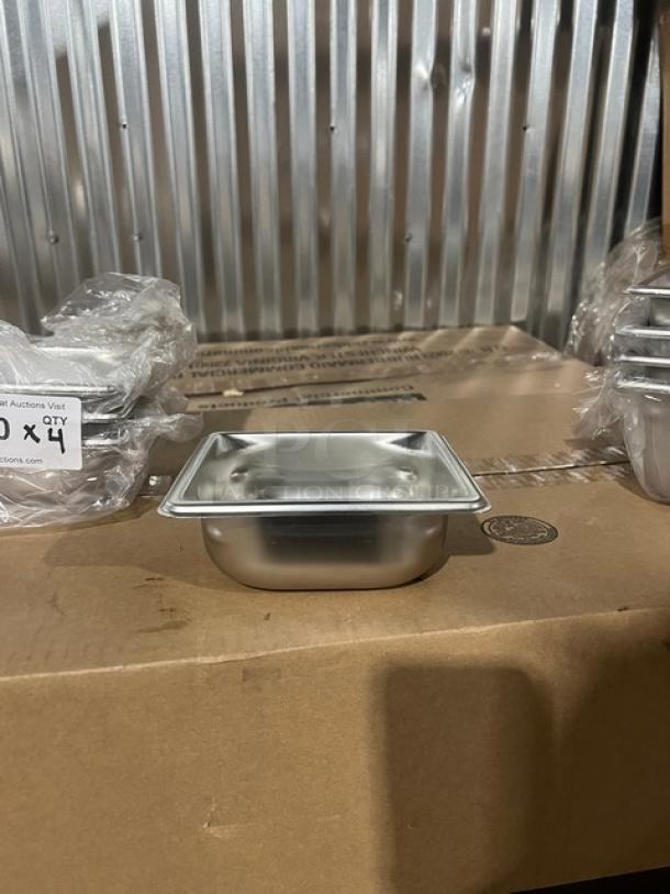 Brand new Vollrath 90622 stainless steel 1/6-size pan, 2.5" deep, anti-jam design, ideal for commercial kitchens.