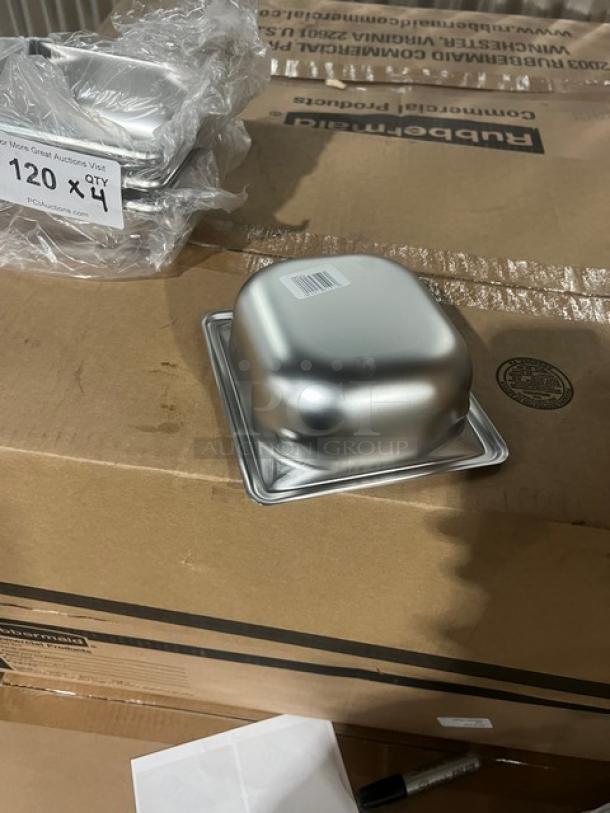 Brand new Vollrath Super Pan 3 Series, stainless steel, 1/6-size, 2-1/2" deep anti-jam pan, Model 90622, in packaging.