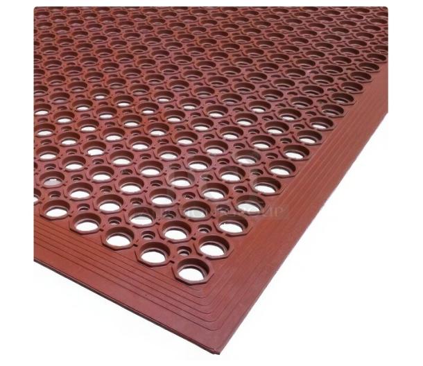 Cactus Mat VIP Duralock red rubber anti-fatigue floor mat, 61"x38", grease-resistant, new with minor blemishes.