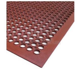 Cactus Mat VIP Duralock red rubber anti-fatigue floor mat, 61"x38", grease-resistant, new with minor blemishes.