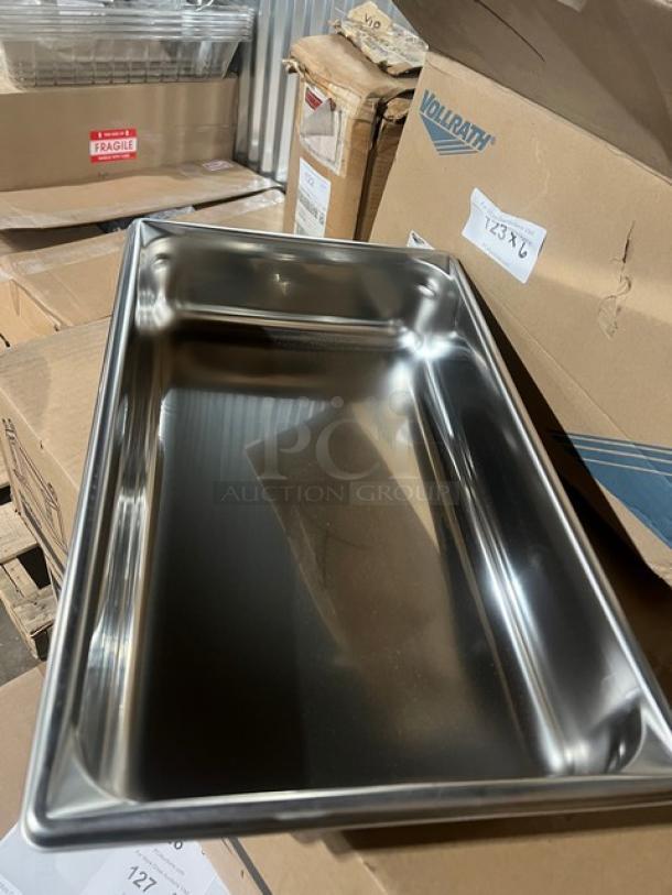 Brand new Vollrath Super Pan V Series, stainless steel, full-size, 4" deep, anti-jam hotel steamtable pan, model 30042.