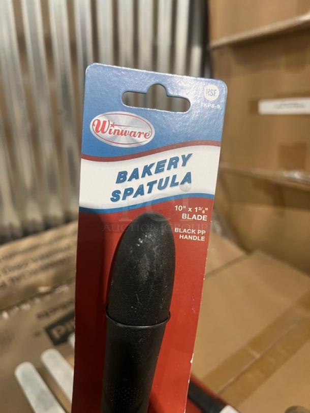 Winco Winware Series Bakery Spatula TKPS9, 10"x1-3/8" stainless steel blade, black grip handle, brand new packaging.