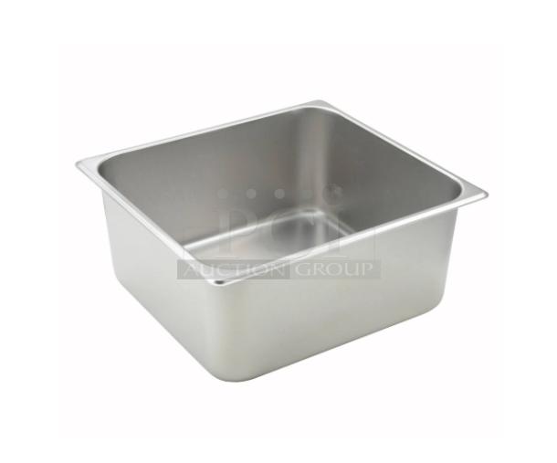 Brand new Winco SPTT6 2/3-size 6" deep stainless steel hotel pan, straight-sided, commercial-grade.