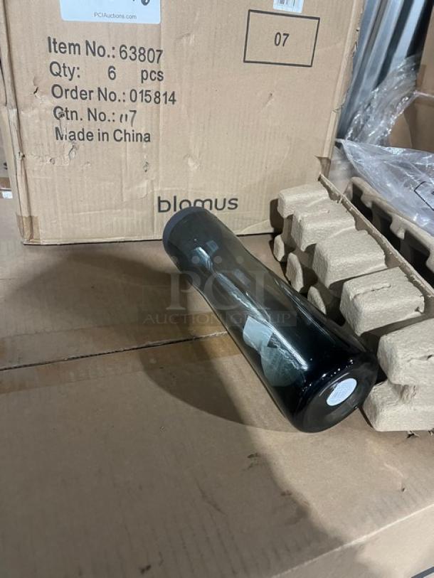 Blomus Water Splash Series 34 oz. smoked glass carafe, model 63807, mouth-blown, brand new in packaging.