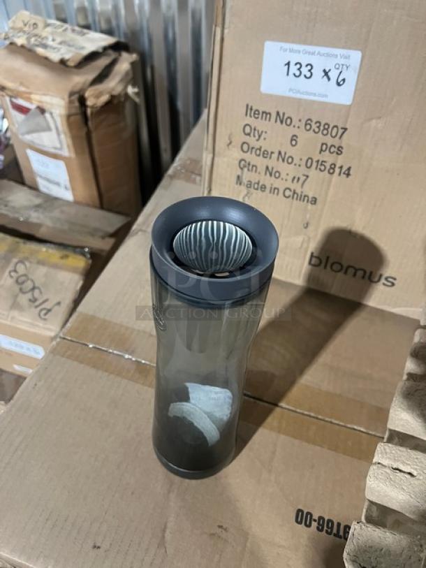 Blomus Water Splash Series smoked glass carafe, model 63807, mouth-blown, 34 oz, brand new, handmade, labeled box.