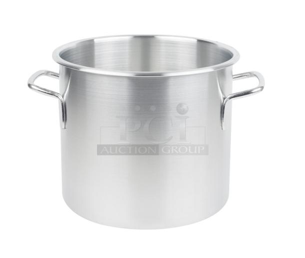 Brand new Vollrath Wear-Ever Series 12 Qt. aluminum stock pot, model 4303, with rolled edge and handles.