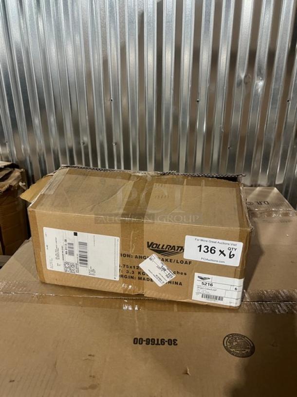 New Vollrath Wear-Ever 1.5 lb. Angel Cake/Loaf Pan, Model 5216, in box. Features shipping label and auction details.