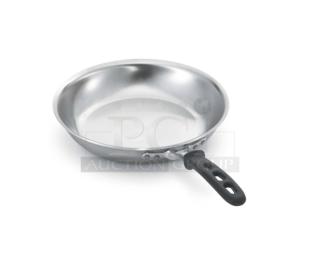Brand new Vollrath Tribute Series 7" stainless steel induction-ready fry pan, model 69807, with black grip handle.