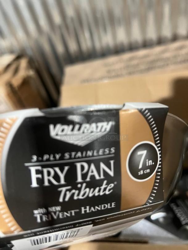 Vollrath Tribute Series 7" Fry Pan, stainless steel, black grip, model 69807, brand new with label.