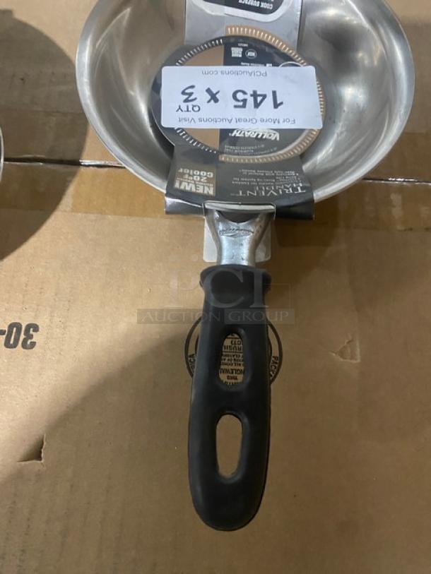 Vollrath Tribute 7" stainless steel fry pan, induction ready, black grip handle, model 69807. Brand new with tags.