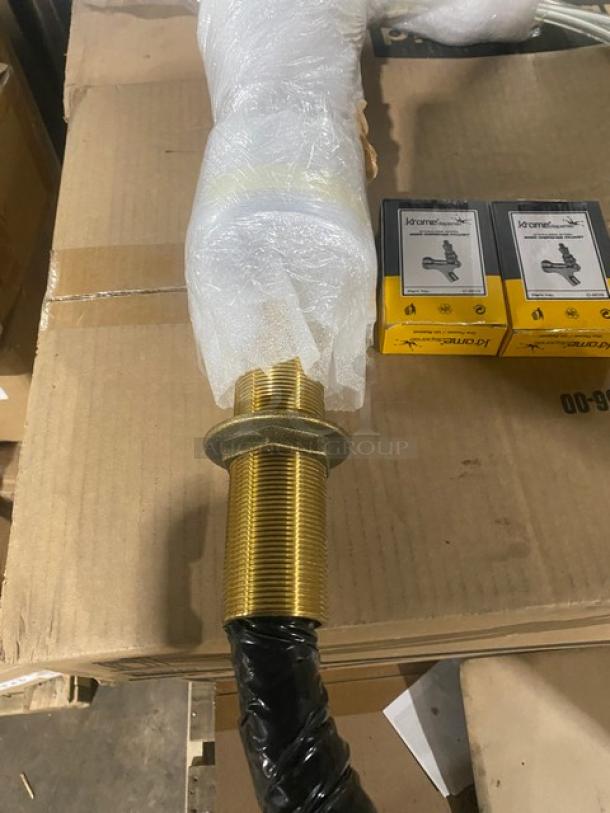 Brand new KegWorks T-Style Draft Beer Dispenser with Krome Stainless Steel Faucet, Model C-203, shown with packaging.