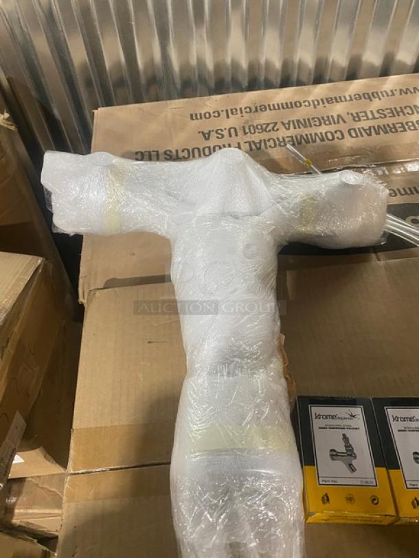 Brand new KegWorks T-Style Single Tower Draft Beer Dispenser, model C-203, with Krome Stainless Steel Faucet, wrapped for protection.