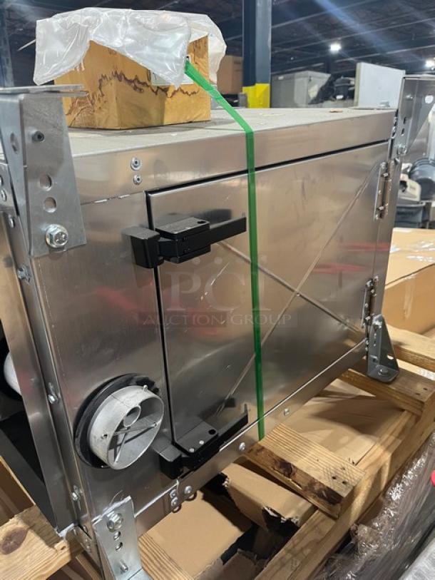 NEW Captive-Aire 2022 stainless steel electric in-line exhaust fan, model SIF11DD-SS, with speed control, SN: 5321754.