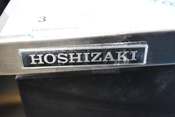 Brand new 2022 Hoshizaki BB95-G cooler nameplate, highlighting stainless steel design, visible brand logo.
