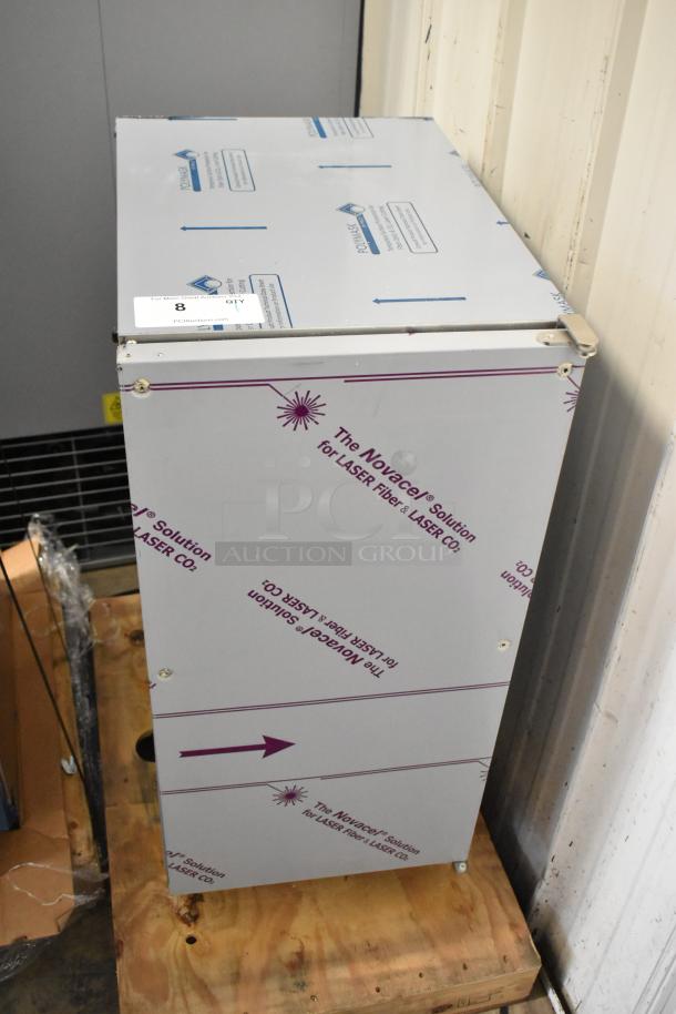 Brand new 2026 Hoshizaki AM-50BAJ-DS Top Hat Cuber Icemaker, 115V, 1 Phase, protective wrapping visible, on pallet.