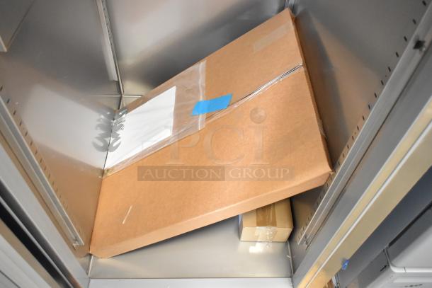 Brand new 2025 Hoshizaki F1A-FSL commercial freezer interior, includes accessories in packaging. 115V, 1 Phase.
