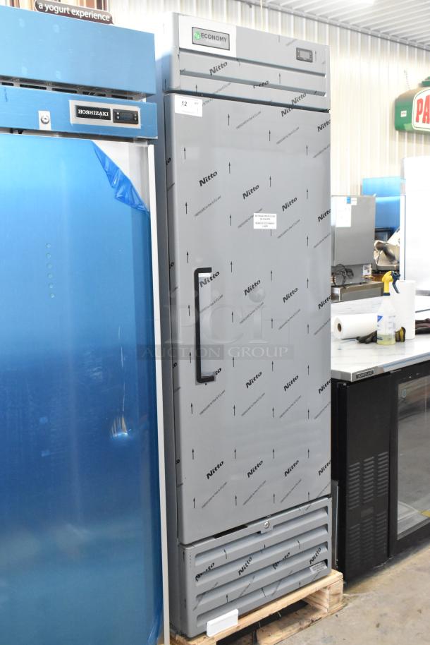 Brand new 2025 Hoshizaki EF1A-FS commercial single door reach-in freezer, 115V, 1 Phase, Nitto wrapping.