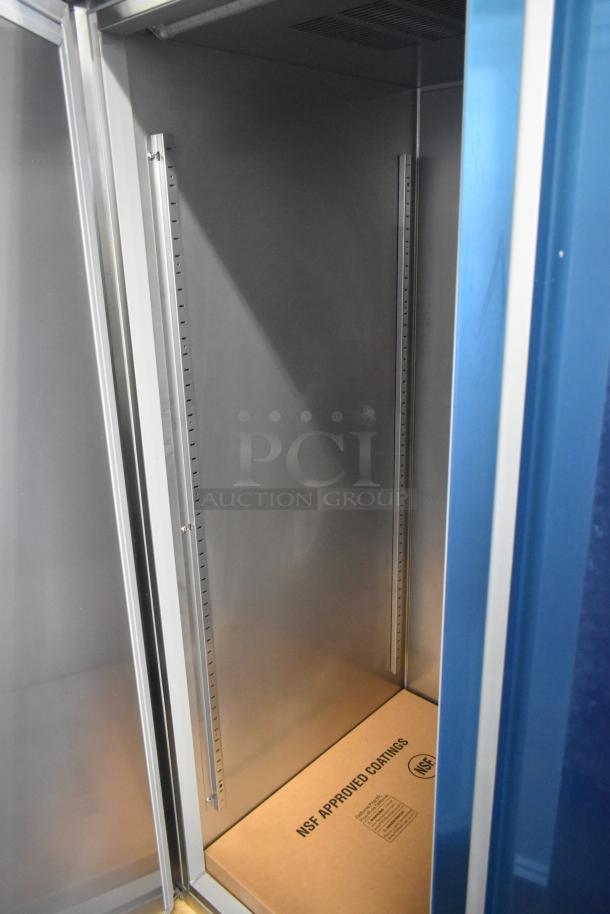 Brand new Hoshizaki F2A-FS 2 Door Reach-In Freezer, 115 Volts, 1 Phase. Interior features NSF approved coatings.