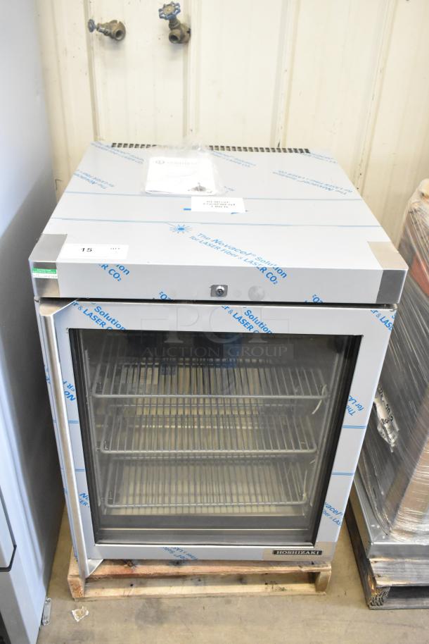 Brand new Hoshizaki HR24C-G single door undercounter cooler, 115V, 1 phase, protective film intact, includes user manual.