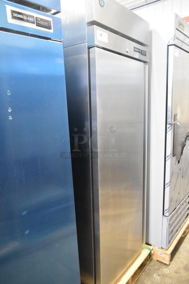 Brand new 2025 Hoshizaki R1A-FSL commercial single-door reach-in cooler, stainless steel, 115 volts, 1 phase.