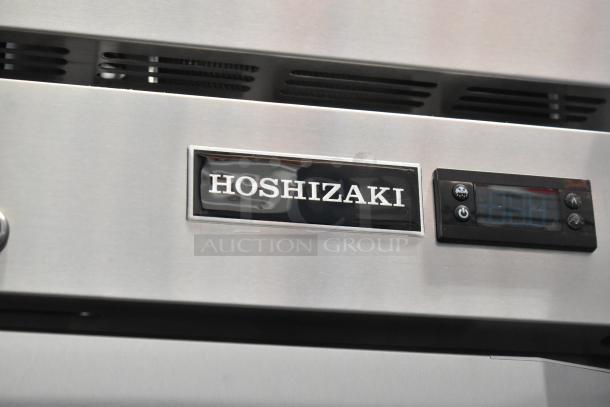 Brand new 2025 Hoshizaki R1A-FSL commercial cooler, single door, 115V, 1 Phase, with brand logo and digital controls.