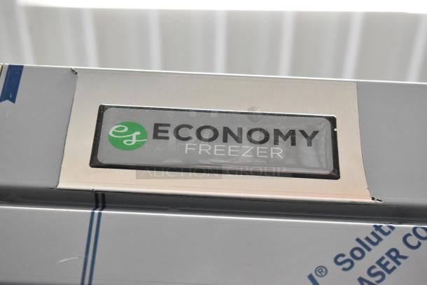 Brand new 2022 Hoshizaki EF1A-FS single door reach-in freezer, 115 volts, 1 phase, with "Economy Freezer" label.