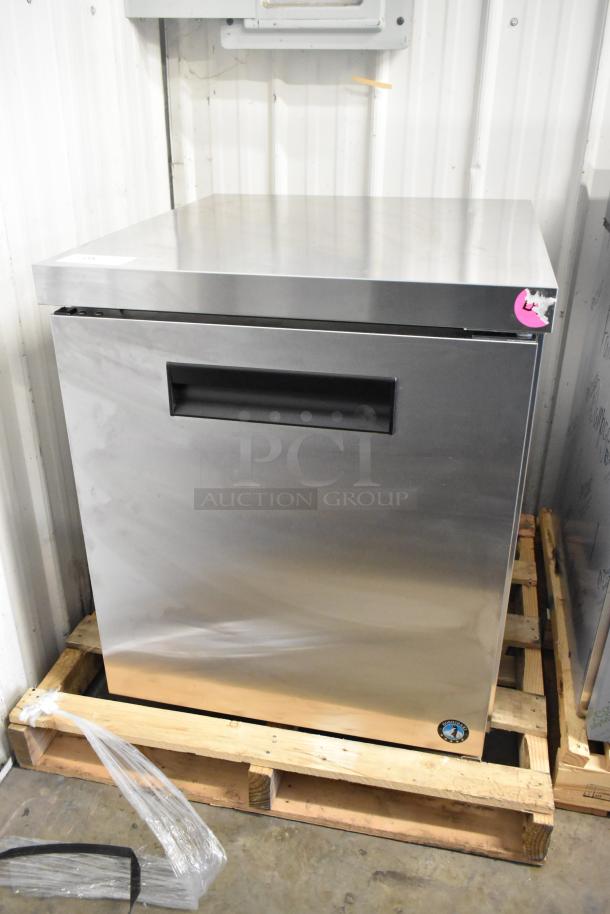 Brand new 2025 Hoshizaki UF27B undercounter freezer, single door, 115V, 1 phase, stainless steel, on pallet.