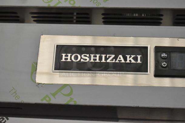 Hoshizaki R1A-FSL logo and control panel close-up on a new 2026 commercial single door reach-in cooler.