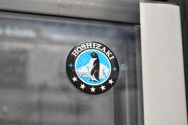 Hoshizaki RM-26-HC-L cooler badge showing logo. Brand new, commercial single door, 115V, 1 phase.