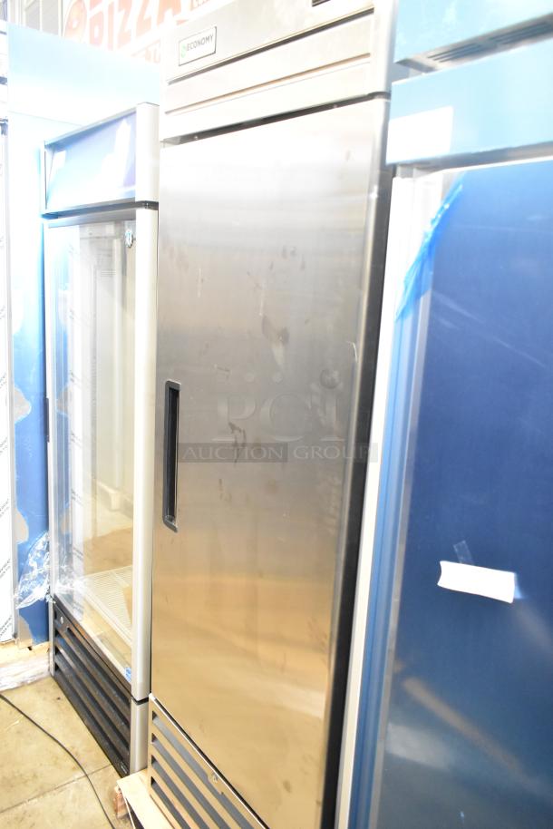 BRAND NEW 2025 Hoshizaki ER1A-FS commercial cooler, single door, stainless steel finish, with casters, 115V, 1 phase.