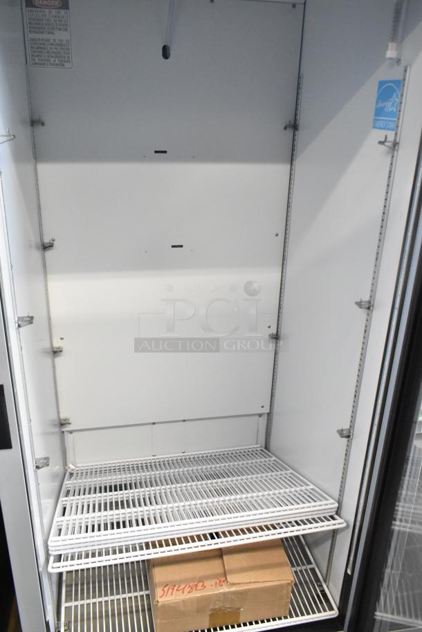 BRAND NEW 2025 Hoshizaki ER1A-FS commercial cooler, single door, shelves, 115V, 1-phase, with casters, Energy Star label.