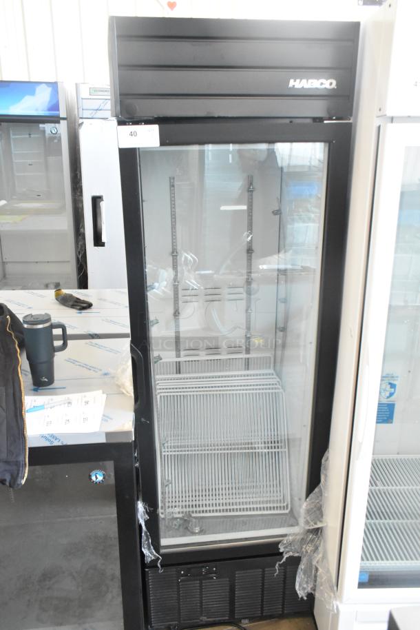 2019 Habco SE18 Commercial Single Door Reach-In Cooler in black. Model SE18. 115V, 1 Phase. Excellent condition.