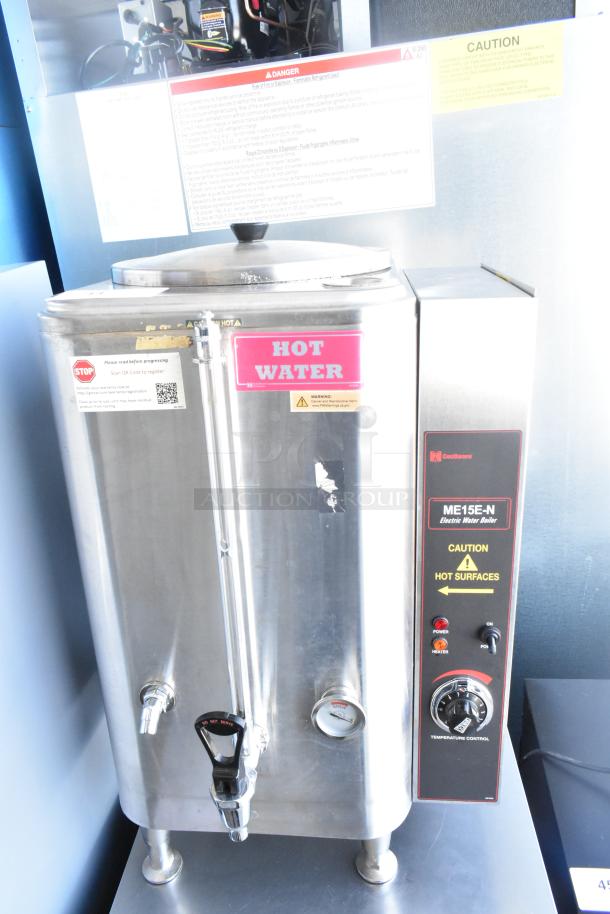 Cecilware ME15EN Commercial Water Heater, 120V, 1 Phase, stainless steel, labeled "Hot Water," in used condition.